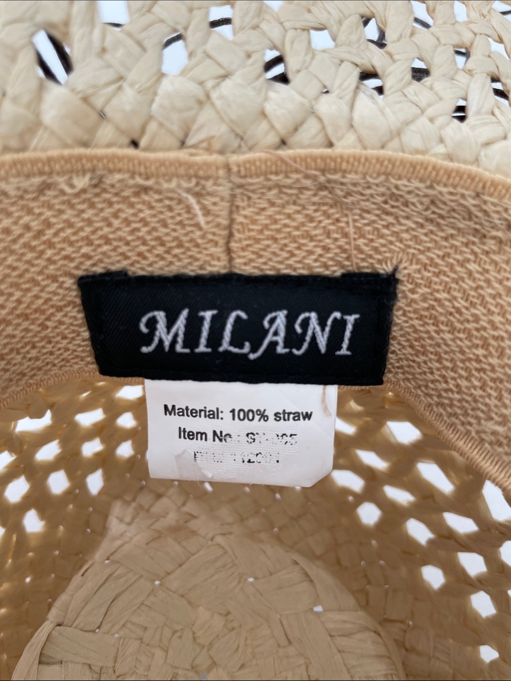 MILANI Straw Western Hat with Turquoise & Cream Bead Band - Picture 9 of 16